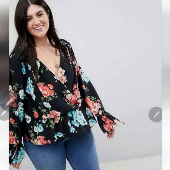🍂🍁Gorgeous Asos floral blouse size 22 - Picture 2 of 6